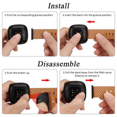 Leather Fitbit Band for Versa 3/4 and Sense 1/2 - 7 Color Options -