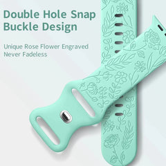 Boho Engraved Silicone Strap for Apple Watch Band 38mm to 49mm - 28 Colors -