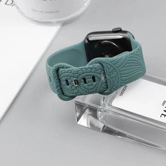 Boho Engraved Silicone Strap for Apple Watch Band 38mm to 49mm - 28 Colors -