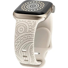 Boho Engraved Silicone Strap for Apple Watch Band 38mm to 49mm - 28 Colors -