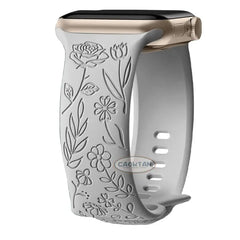 Boho Engraved Silicone Strap for Apple Watch Band 38mm to 49mm - 28 Colors -