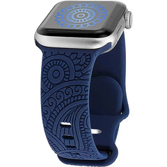 Boho Engraved Silicone Strap for Apple Watch Band 38mm to 49mm - 28 Colors -