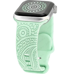 Boho Engraved Silicone Strap for Apple Watch Band 38mm to 49mm - 28 Colors -