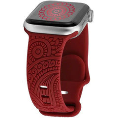 Boho Engraved Silicone Strap for Apple Watch Band 38mm to 49mm - 28 Colors -