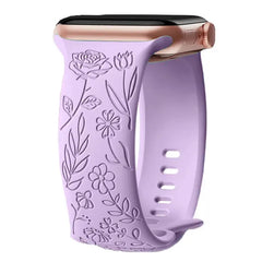 Boho Engraved Silicone Strap for Apple Watch Band 38mm to 49mm - 28 Colors -