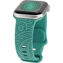 Boho Engraved Silicone Strap for Apple Watch Band 38mm to 49mm - 28 Colors -