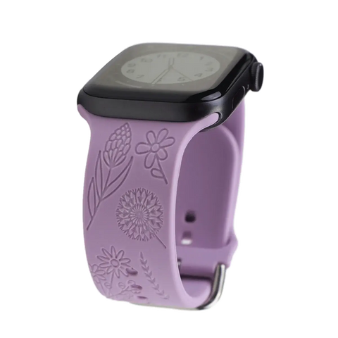 Boho Engraved Silicone Strap for Apple Watch Band 38mm to 49mm - 28 Colors -