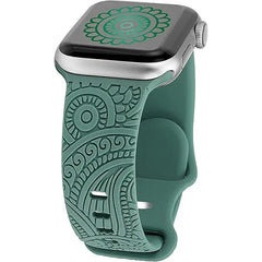 Boho Engraved Silicone Strap for Apple Watch Band 38mm to 49mm - 28 Colors -