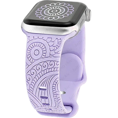 Boho Engraved Silicone Strap for Apple Watch Band 38mm to 49mm - 28 Colors -