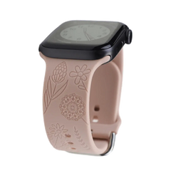 Boho Engraved Silicone Strap for Apple Watch Band 38mm to 49mm - 28 Colors -