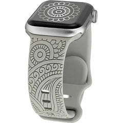 Boho Engraved Silicone Strap for Apple Watch Band 38mm to 49mm - 28 Colors -