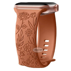 Boho Engraved Silicone Strap for Apple Watch Band 38mm to 49mm - 28 Colors -