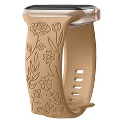 Boho Engraved Silicone Strap for Apple Watch Band 38mm to 49mm - 28 Colors -