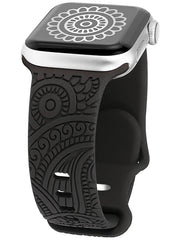 Boho Engraved Silicone Strap for Apple Watch Band 38mm to 49mm - 28 Colors -