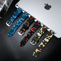 Camouflage Silicone Apple Watch Bands - 5 color options 38mm - 49mm -