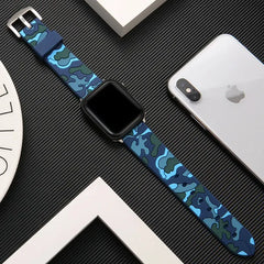 Camouflage Silicone Apple Watch Bands - 5 color options 38mm - 49mm -