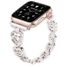 Load image into Gallery viewer, Diamond Heart Stainless Steel Metal Apple Watch Band - 7 Color Options - 38mm - 49mm Axios Bands
