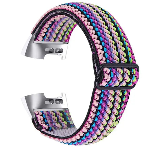 Elastic Nylon Fitbit Band For Charge 3 & 4 - twelve color options -