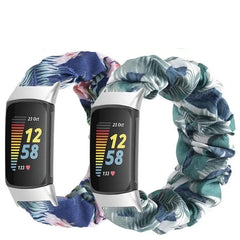 Elastic Scrunchie Fitbit Band For Charge 5 & 6 - 80 color options -