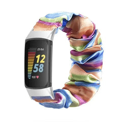 Elastic Scrunchie Fitbit Band For Charge 5 & 6 - 80 color options -