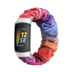 Elastic Scrunchie Fitbit Band For Charge 5 & 6 - 80 color options -