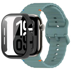 Glass Case + Silicone Sport Strap for Apple Watch Band 38mm to 46mm - 12 Colors -