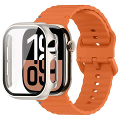 Glass Case + Silicone Sport Strap for Apple Watch Band 38mm to 46mm - 12 Colors -