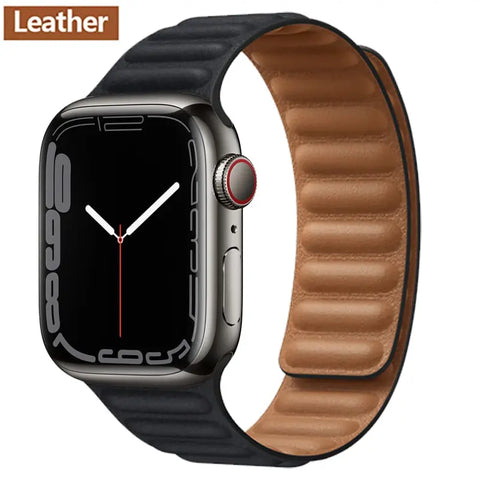 Magnetic Leather Apple Watch Bands - 50 color options 38mm - 49mm -