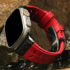 Fluoro rubber Folding Buckle Strap for Apple Watch Watch Band - 14 Colors -