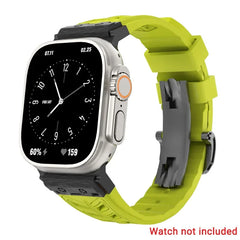 Fluoro rubber Folding Buckle Strap for Apple Watch Watch Band - 14 Colors -