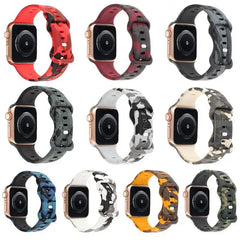 Silicone Camouflage Apple Watch Band - 10 Color Options 38mm - 49mm -