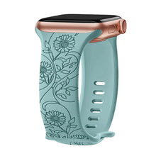 Load image into Gallery viewer, Silicone Floral Engraved Apple Watch Bands - 9 color options 38mm - 49mm Axios Bands