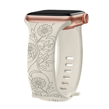 Load image into Gallery viewer, Silicone Floral Engraved Apple Watch Bands - 9 color options 38mm - 49mm Axios Bands
