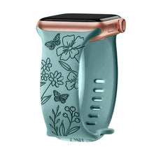 Load image into Gallery viewer, Silicone Floral Engraved Apple Watch Bands - 9 color options 38mm - 49mm Axios Bands