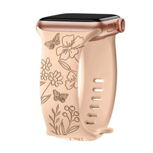 Load image into Gallery viewer, Silicone Floral Engraved Apple Watch Bands - 9 color options 38mm - 49mm Axios Bands