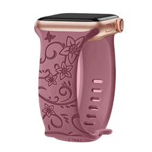 Load image into Gallery viewer, Silicone Floral Engraved Apple Watch Bands - 9 color options 38mm - 49mm Axios Bands