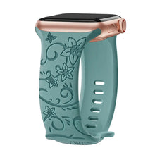 Load image into Gallery viewer, Silicone Floral Engraved Apple Watch Bands - 9 color options 38mm - 49mm Axios Bands