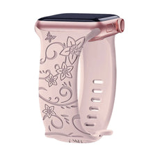 Load image into Gallery viewer, Silicone Floral Engraved Apple Watch Bands - 9 color options 38mm - 49mm Axios Bands