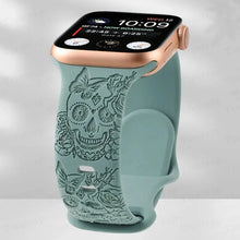 Load image into Gallery viewer, Skull Engraved Silicone Apple Watch Band - 8 Color options 38mm - 49mm Axios Bands