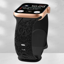 Load image into Gallery viewer, Skull Engraved Silicone Apple Watch Band - 8 Color options 38mm - 49mm Axios Bands