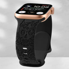 Skull Engraved Silicone Apple Watch Band - 8 Color options 38mm - 49mm -