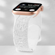 Load image into Gallery viewer, Skull Engraved Silicone Apple Watch Band - 8 Color options 38mm - 49mm Axios Bands