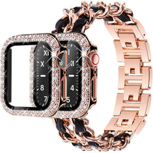 Load image into Gallery viewer, Stainless Steel Metal & Leather Apple Watch Bands + CASE - 6 color options 38mm - 45mm Axios Bands