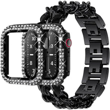 Load image into Gallery viewer, Stainless Steel Metal & Leather Apple Watch Bands + CASE - 6 color options 38mm - 45mm Axios Bands