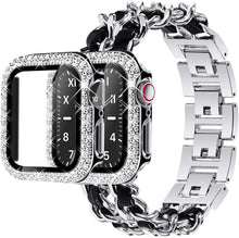 Load image into Gallery viewer, Stainless Steel Metal & Leather Apple Watch Bands + CASE - 6 color options 38mm - 45mm Axios Bands