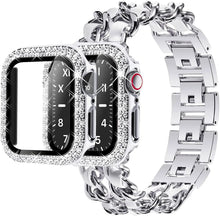 Load image into Gallery viewer, Stainless Steel Metal & Leather Apple Watch Bands + CASE - 6 color options 38mm - 45mm Axios Bands
