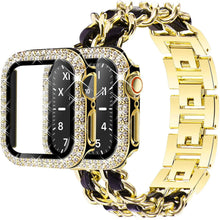 Load image into Gallery viewer, Stainless Steel Metal & Leather Apple Watch Bands + CASE - 6 color options 38mm - 45mm Axios Bands