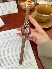 Women Slim Leather Wristband Strap for Apple Watch Band - 18 Colors -