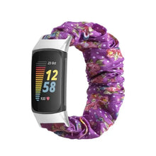 Load image into Gallery viewer, Elastic Scrunchie Fitbit Band For Charge 5 & 6 - 80 color options Axios Bands