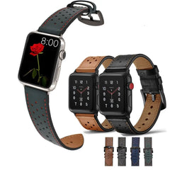 Breathable Leather Apple Watch Bands - 4 color options 38mm - 49mm -